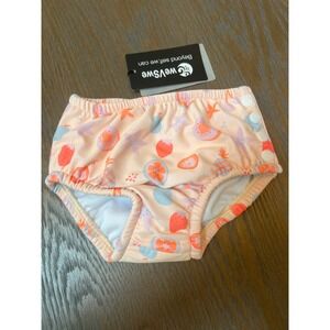 For Love Kids Fruit Print Reusable Swim Diaper Peach 12-18M Side Snaps NWT
